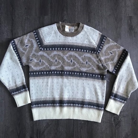 London Fog Other - London Fog Crew Neck ivory/ brown Men Sweater (L)